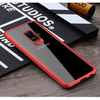 Husă Samsung Galaxy S9, transparentă, cu ramă colorată, transparent/roșu
