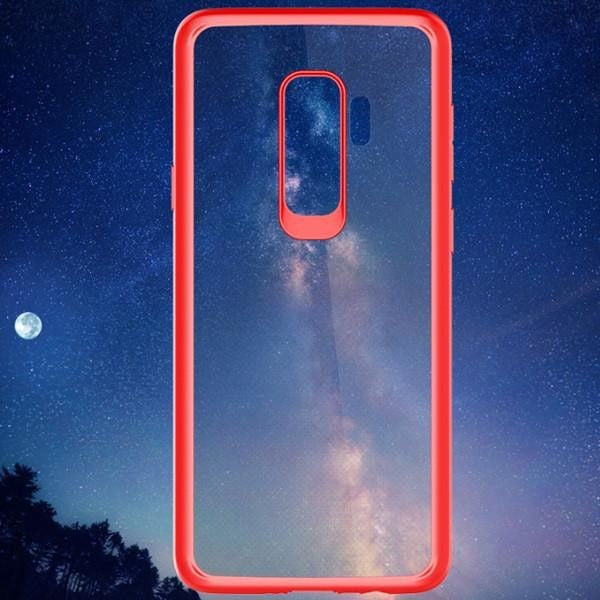 Husă Samsung Galaxy S9, transparentă, cu ramă colorată, transparent/roșu