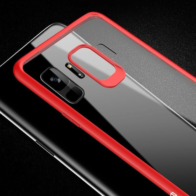 Husă Samsung Galaxy S9, transparentă, cu ramă colorată, transparent/roșu