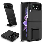 Husă Samsung Galaxy Z Flip 3, din PC, cu suport pliabil, negru