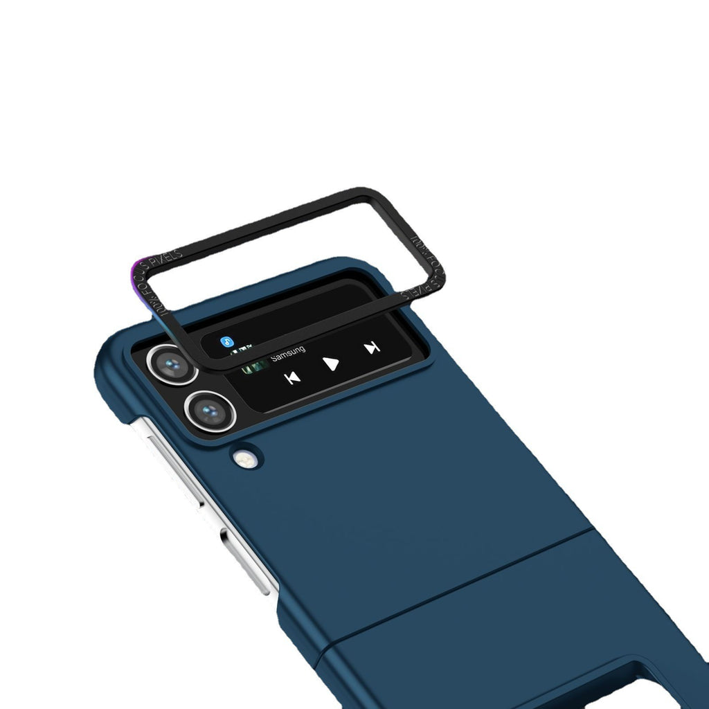 Husă Samsung Galaxy Z Flip 5, din PC, cu suport pliabil, albastru