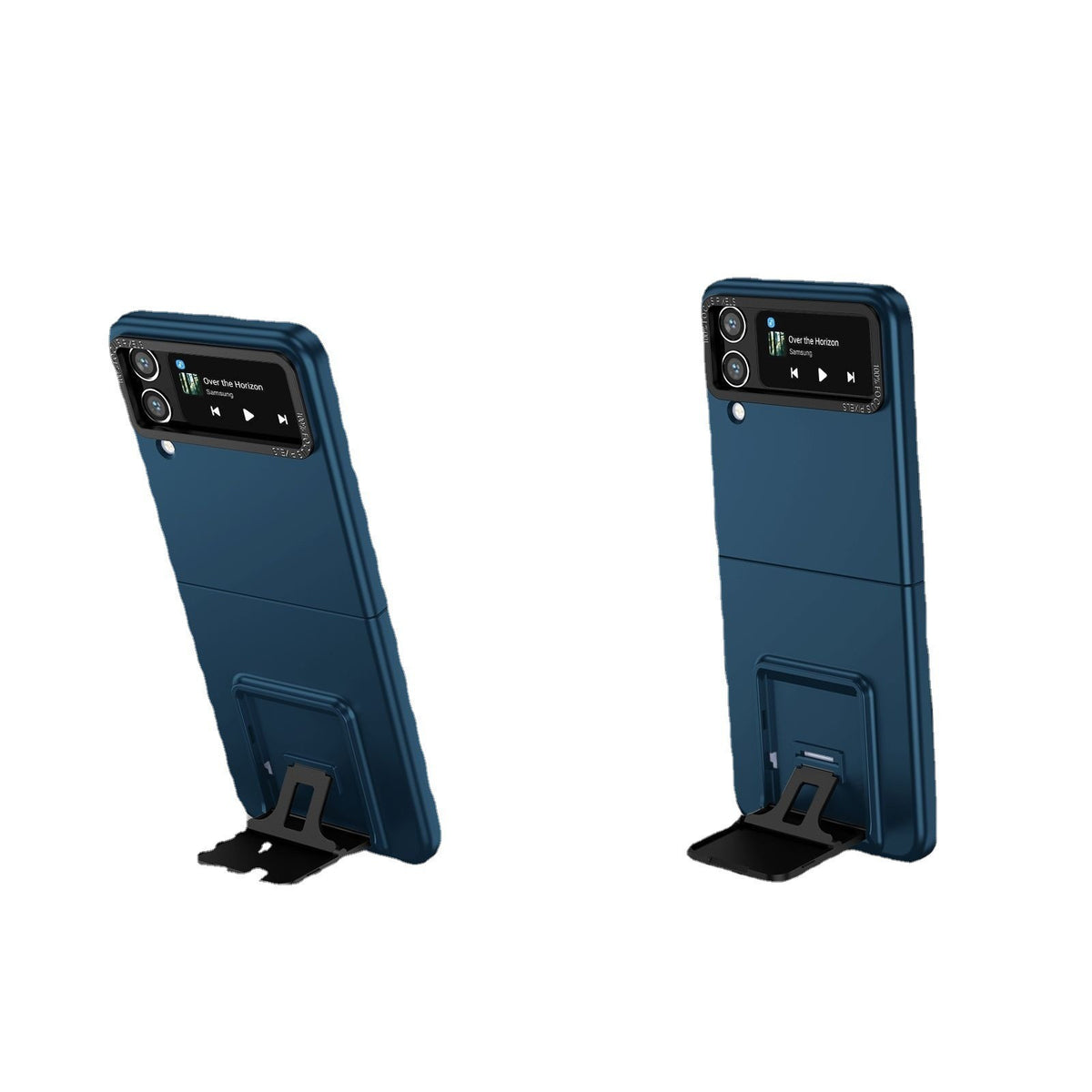 Husă Samsung Galaxy Z Flip 5, din PC, cu suport pliabil, albastru