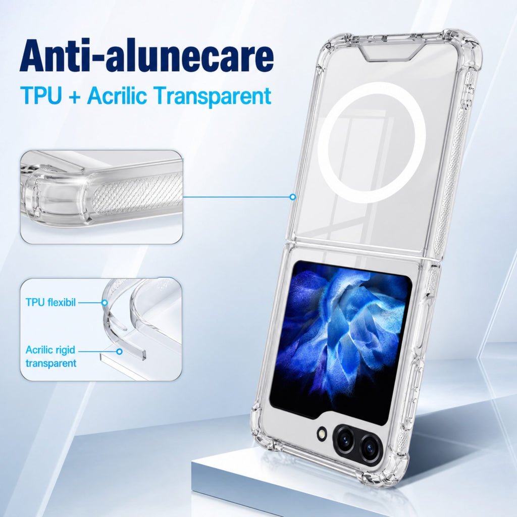 Husă Samsung Galaxy Z Flip 6, magnetică MagSafe, transparentă, transparent