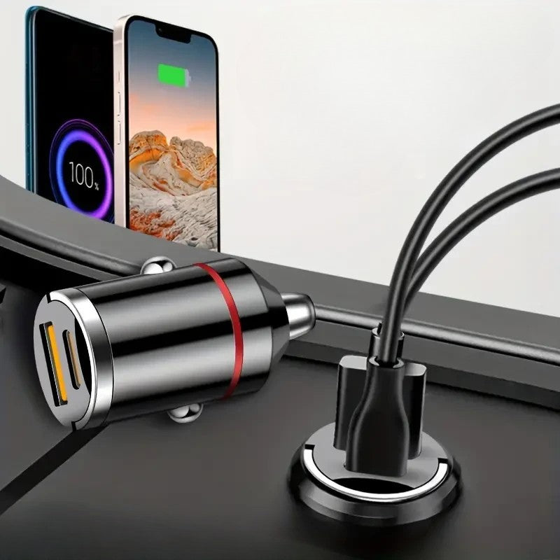Încărcător auto 2 în 1 USB-C PD 30W + USB QC3.0