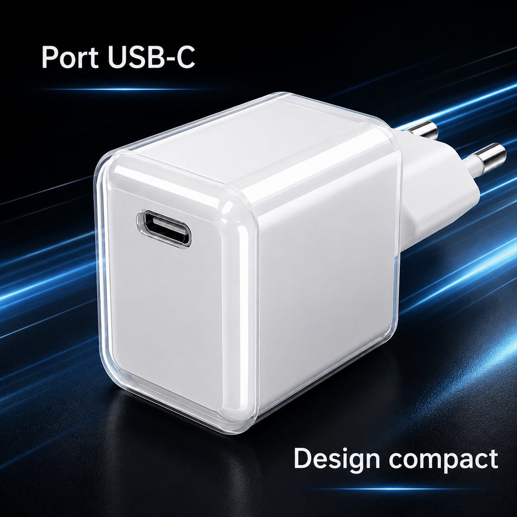Încărcător GaN 30W USB-C Mini Ice Cube, compatibil iPhone, alb