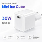 Încărcător GaN 30W USB-C Mini Ice Cube, compatibil iPhone, alb
