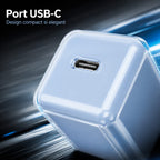 Încărcător GaN 30W USB-C Mini Ice Cube, compatibil iPhone, albastru