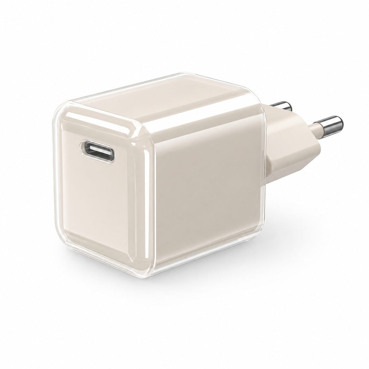 Încărcător GaN 30W USB-C Mini Ice Cube, compatibil iPhone, crem