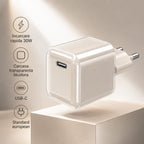 Încărcător GaN 30W USB-C Mini Ice Cube, compatibil iPhone, crem