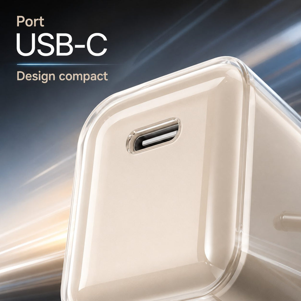 Încărcător GaN 30W USB-C Mini Ice Cube, compatibil iPhone, crem