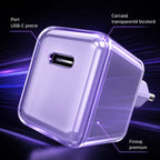 Încărcător GaN 30W USB-C Mini Ice Cube, compatibil iPhone, mov