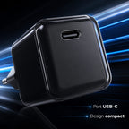 Încărcător GaN 30W USB-C Mini Ice Cube, compatibil iPhone, negru
