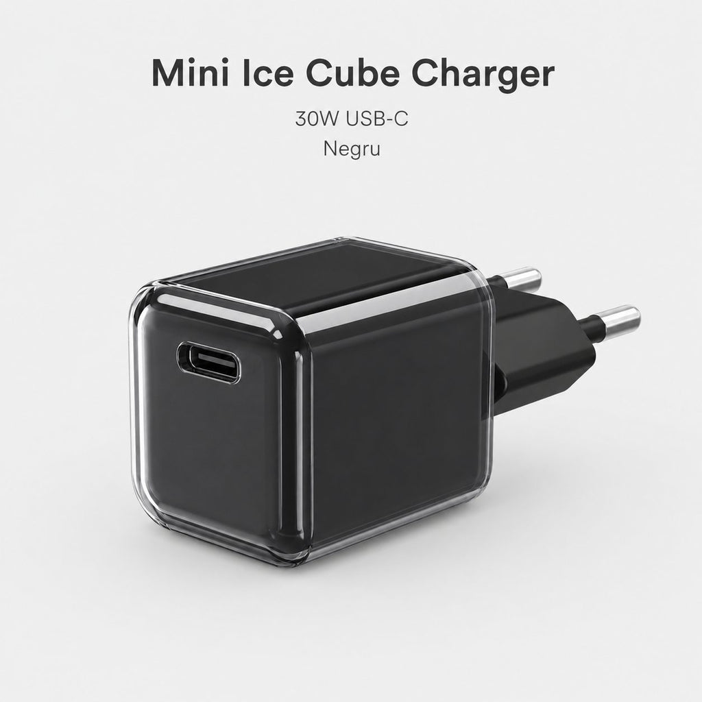 Încărcător GaN 30W USB-C Mini Ice Cube, compatibil iPhone, negru