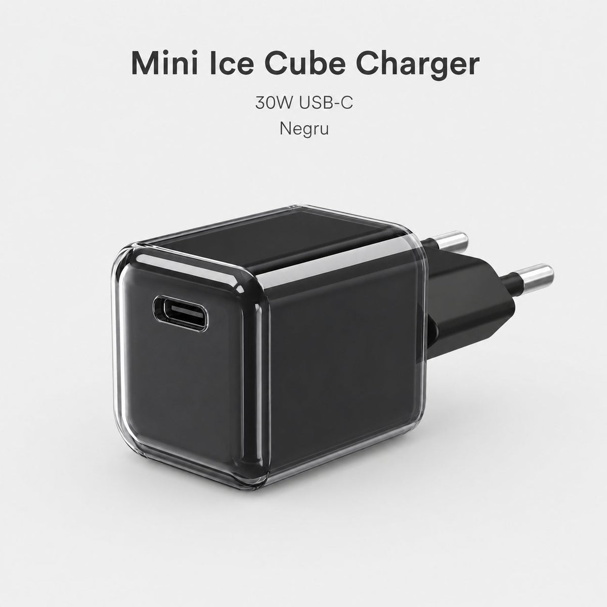 Încărcător GaN 30W USB-C Mini Ice Cube, compatibil iPhone, negru