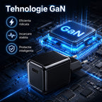 Încărcător GaN 30W USB-C Mini Ice Cube, compatibil iPhone, negru