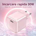 Încărcător GaN 30W USB-C Mini Ice Cube, compatibil iPhone, roz