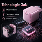 Încărcător GaN 30W USB-C Mini Ice Cube, compatibil iPhone, roz