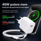 Încărcător rapid 45W USB-C compact, compatibil iPhone