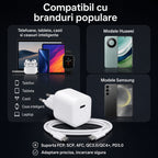Încărcător rapid 45W USB-C compact, compatibil iPhone