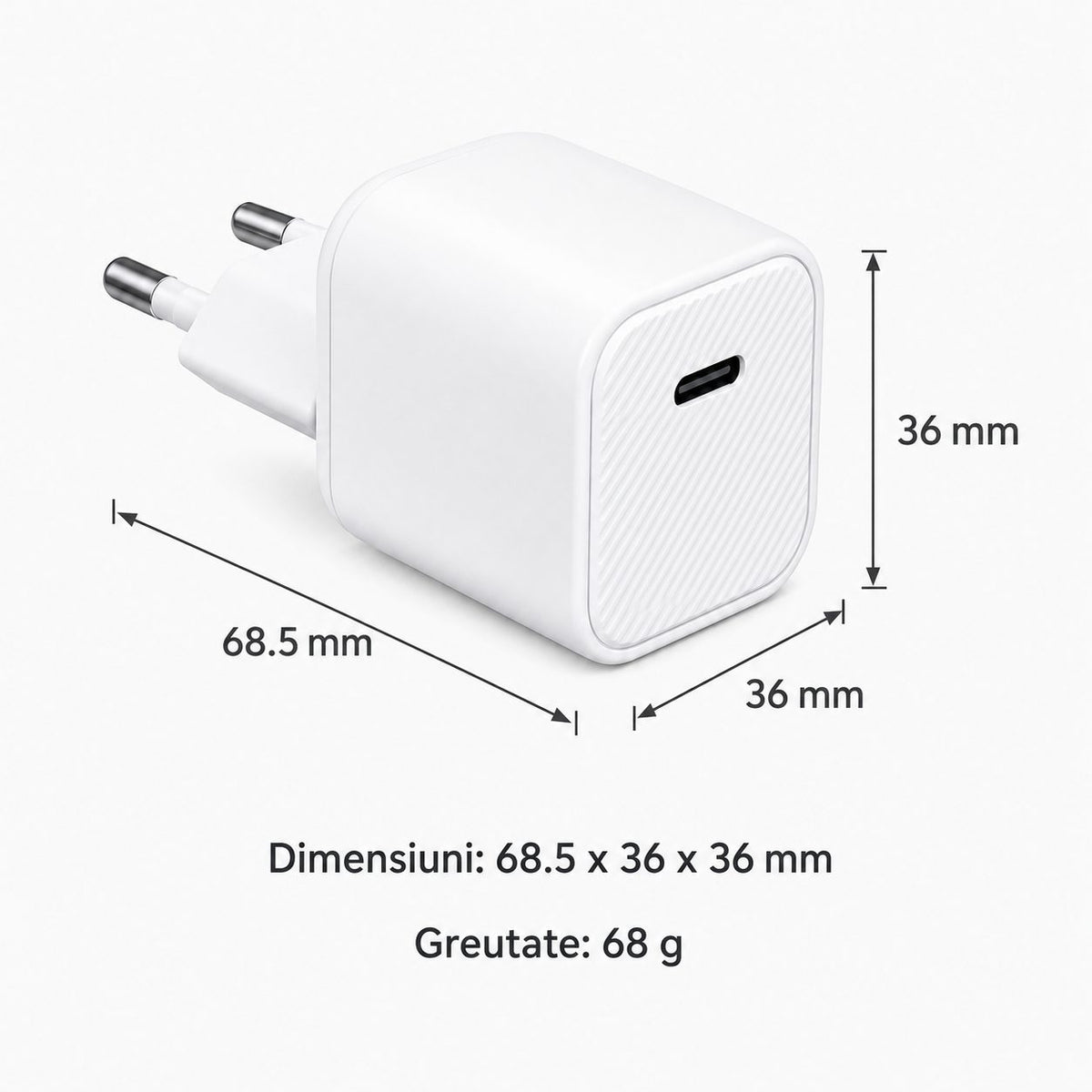 Încărcător rapid 45W USB-C compact, compatibil iPhone