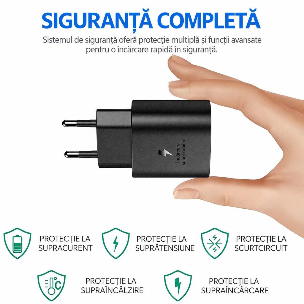 Încărcător Super Fast Charging 25W USB-C, compatibil Samsung