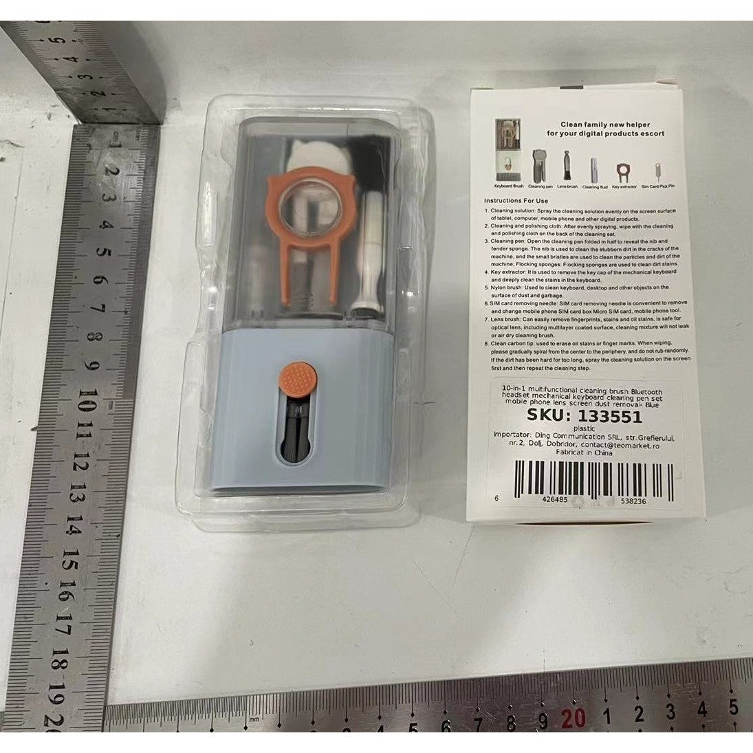 Kit de curățare 10 în 1 pentru telefon, căști și laptop, albastru