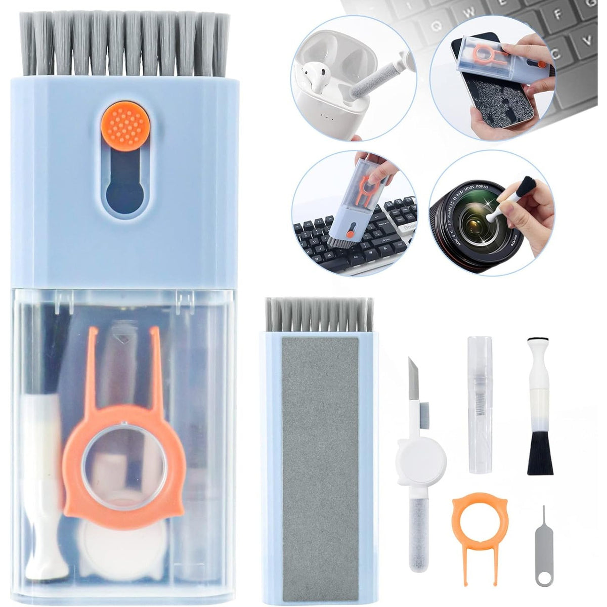 Kit de curățare 10 în 1 pentru telefon, căști și laptop, albastru
