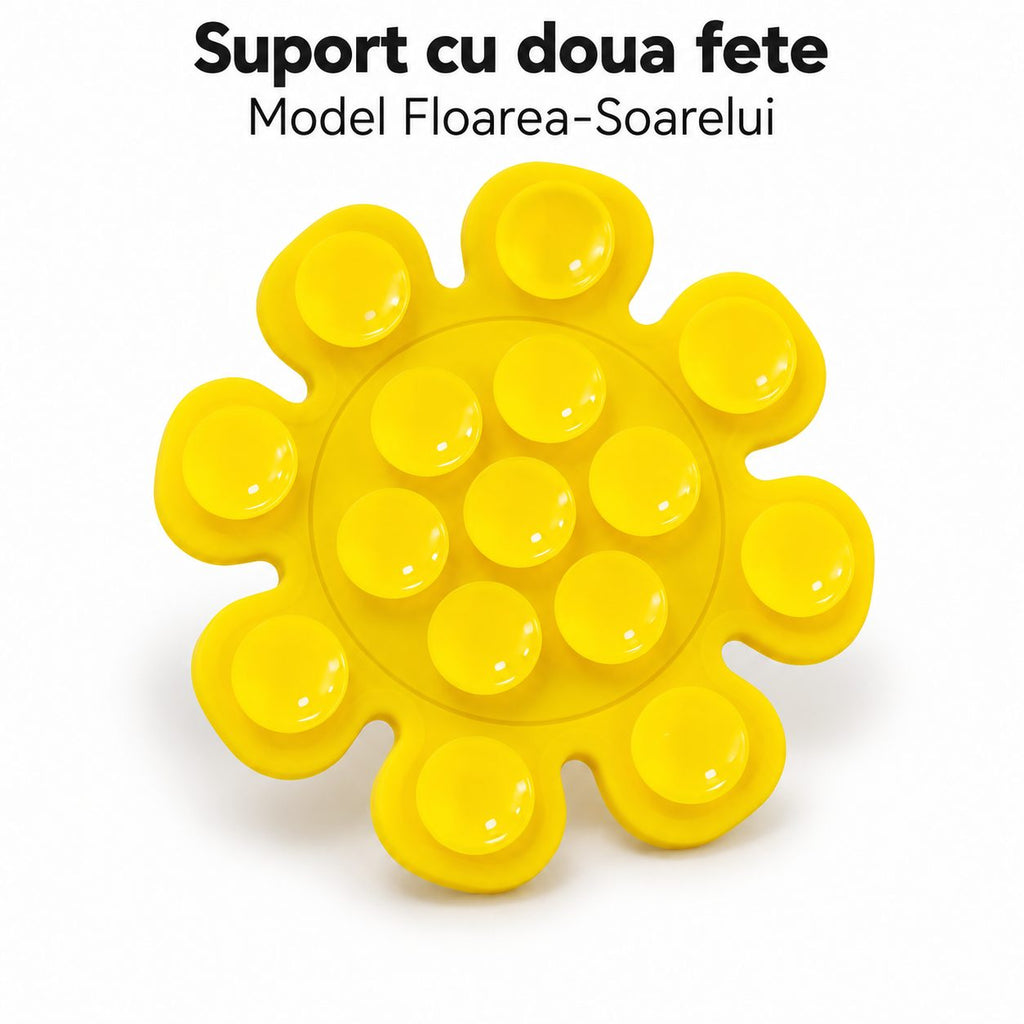 Suport cu ventuze pentru telefon, floare galbenă