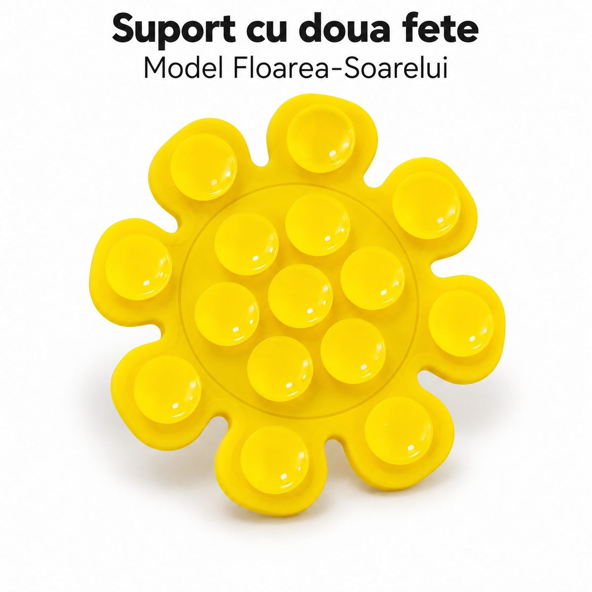 Suport cu ventuze pentru telefon, floare galbenă