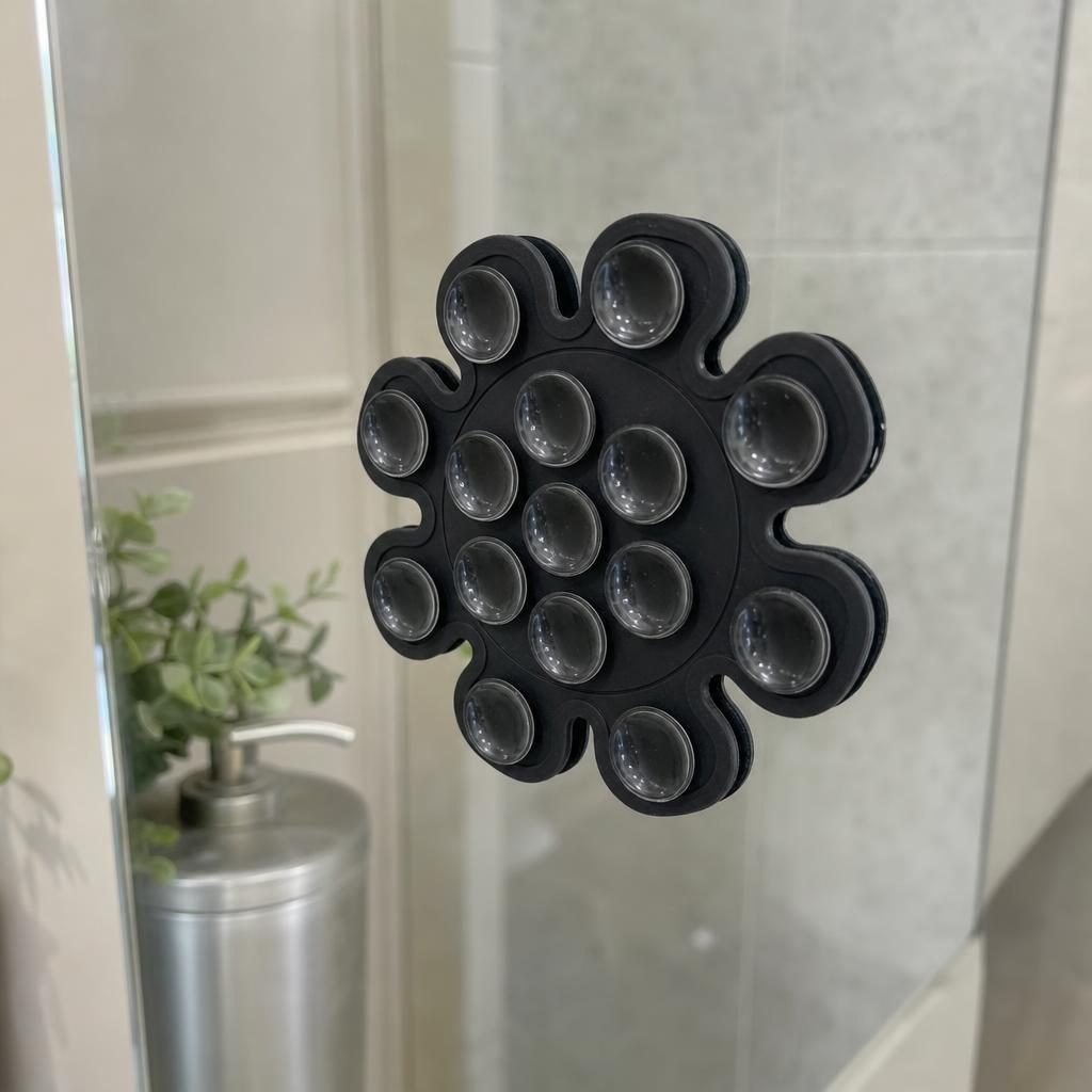 Suport cu ventuze pentru telefon, floare neagră