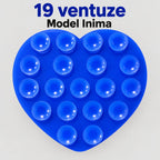 Suport cu ventuze pentru telefon, inimă albastră