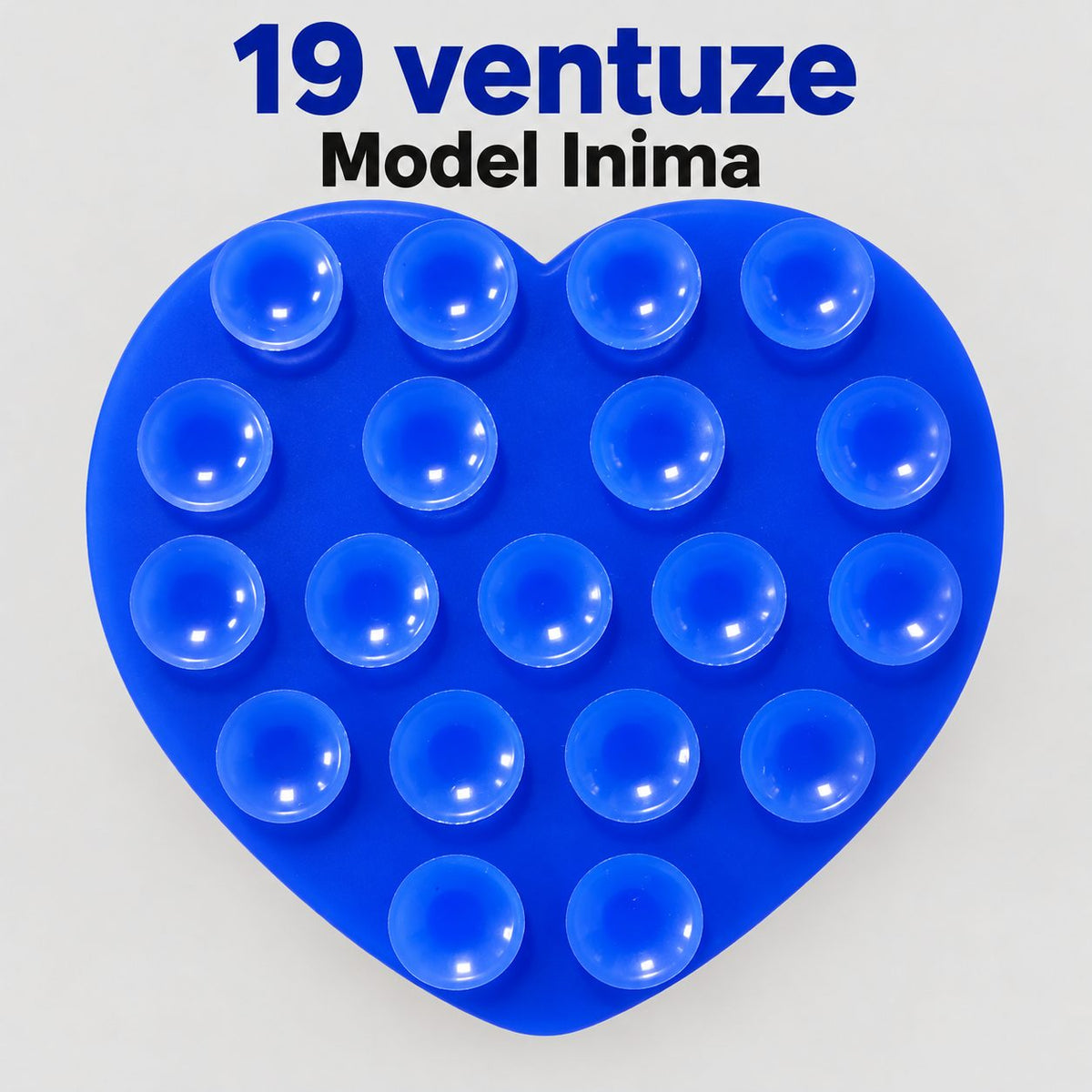 Suport cu ventuze pentru telefon, inimă albastră