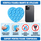 Suport cu ventuze pentru telefon, inimă bleu