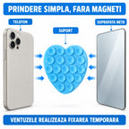 Suport cu ventuze pentru telefon, inimă bleu