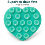 Suport cu ventuze pentru telefon, inimă turcoaz