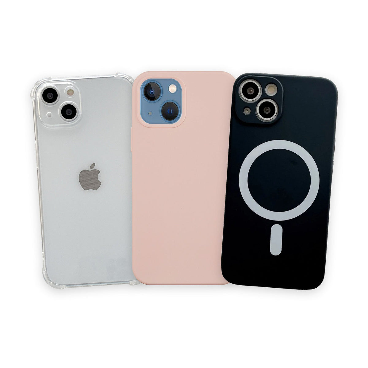 Trio Balerini · transparentă, silicon roz, MagSafe neagră