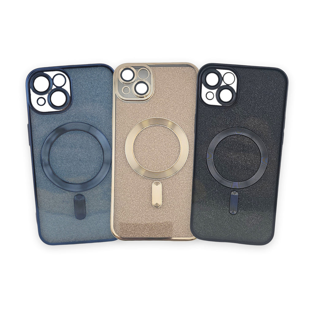 Trio Sclipici · huse MagSafe · bleumarin, auriu, negru, iPhone 15 Plus