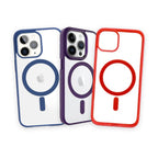 Trio Ceață · huse MagSafe mate translucide · albastru, mov, roșu, iPhone 14 Pro