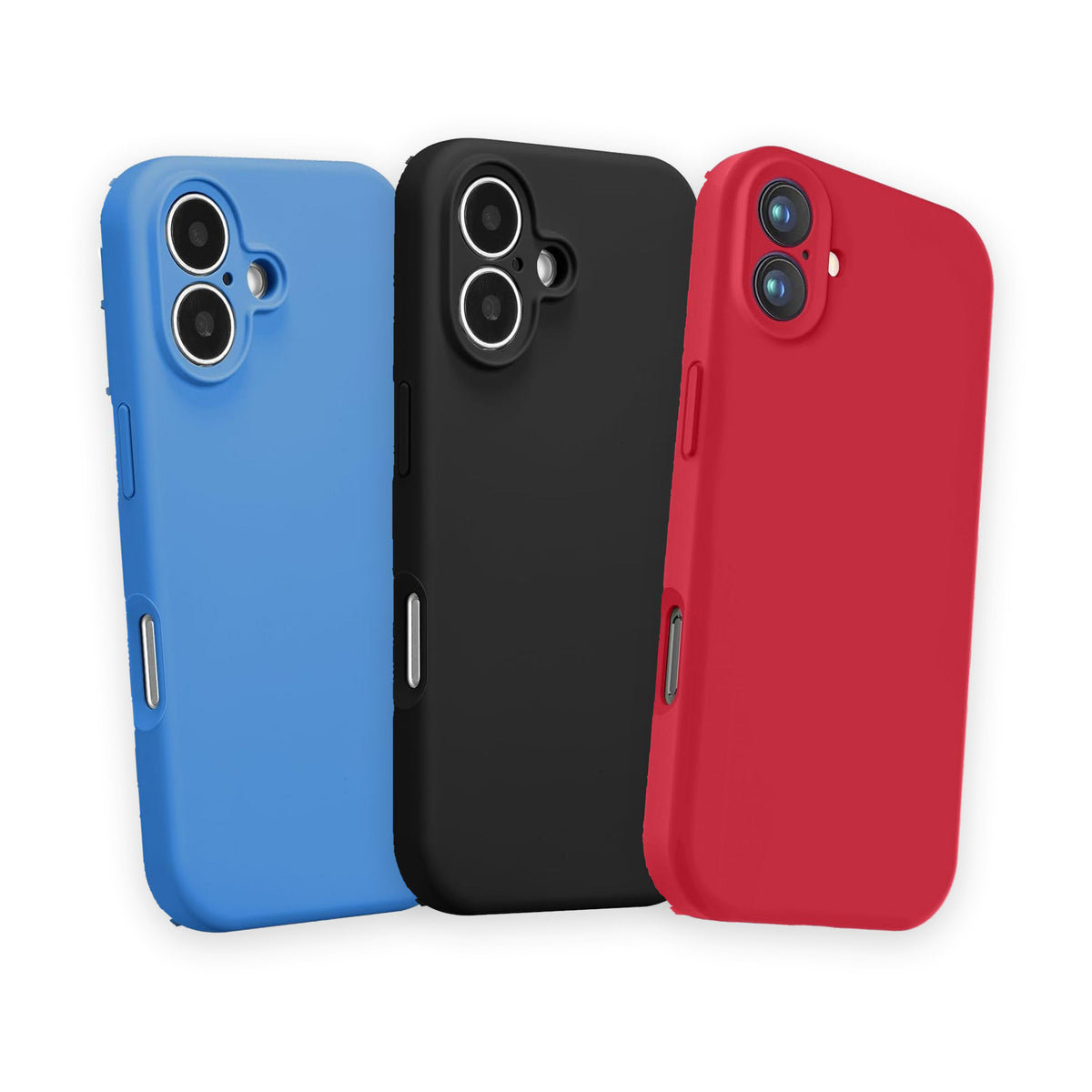 Trio Mănușă · huse din silicon căptușite · albastru, negru, roșu, iPhone 16