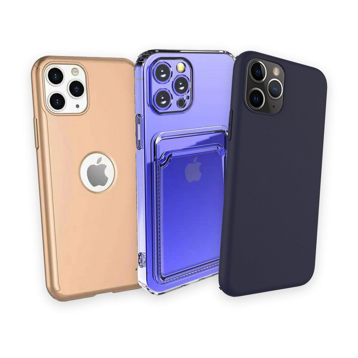 Trio Constelație · 360° aurie, transparentă cu card, mată bleumarin